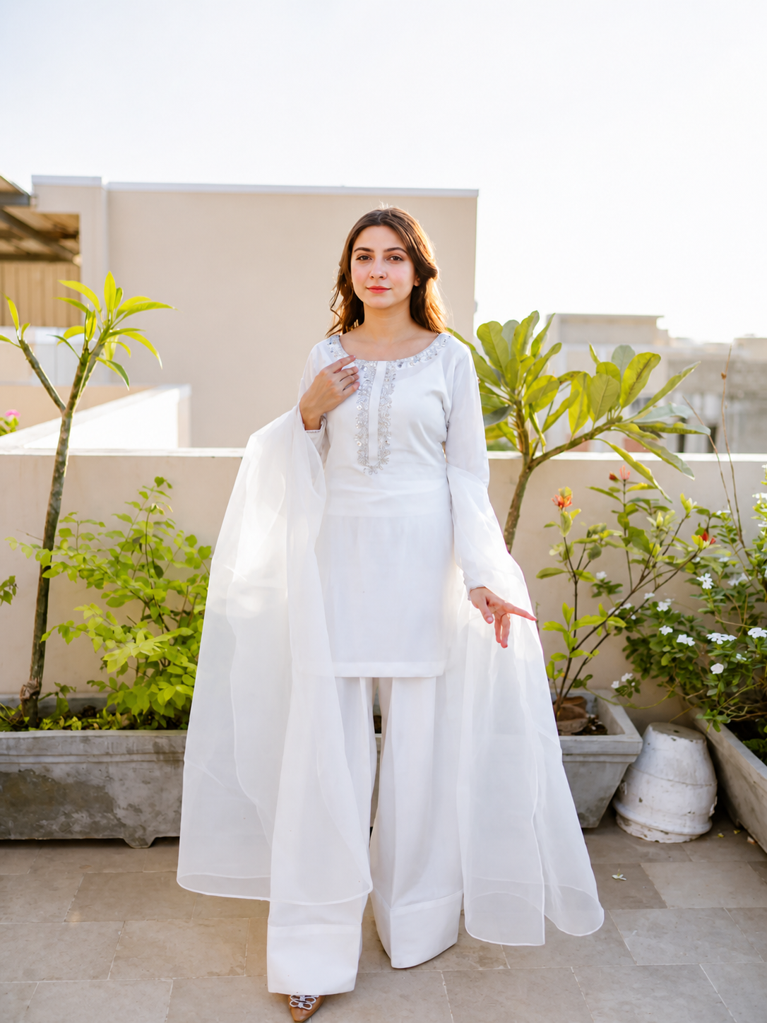 Noor by AHNEK A Radiant Expression of White Elegance in Raw Silk